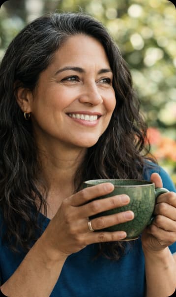 Woman smiling with cup